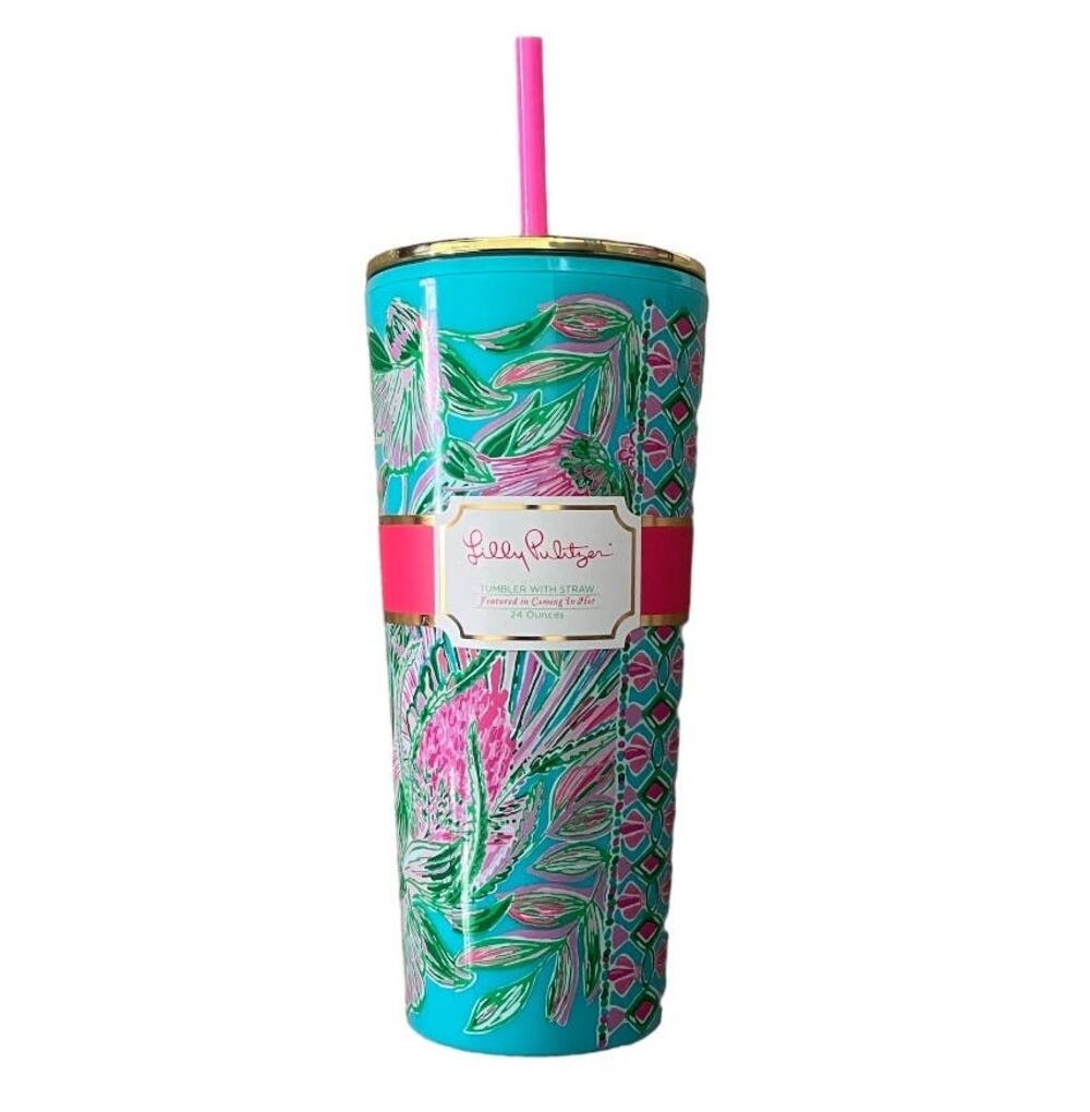 New Lilly Pulitzer Tumbler With Straw Coming In Hot 24 Ounces